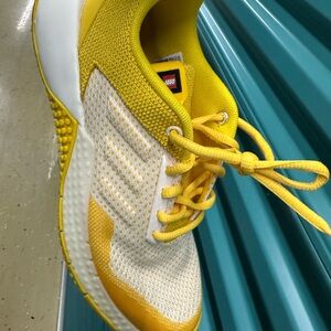 Adidas Yellow and White LEGO Sport Pro J Sneakers. 6.5 kids women 8